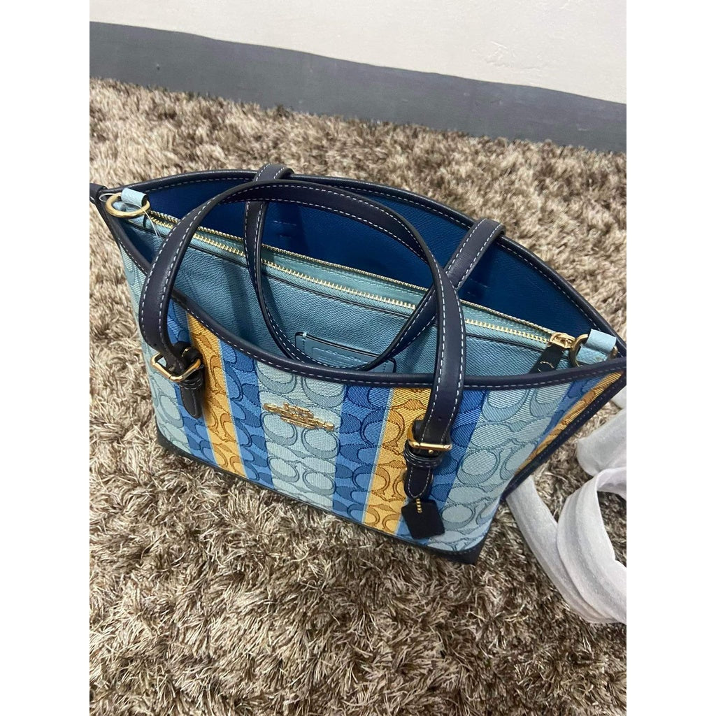 Store Coach Mollie Tote 25 In Signature Jacquard With Stripes