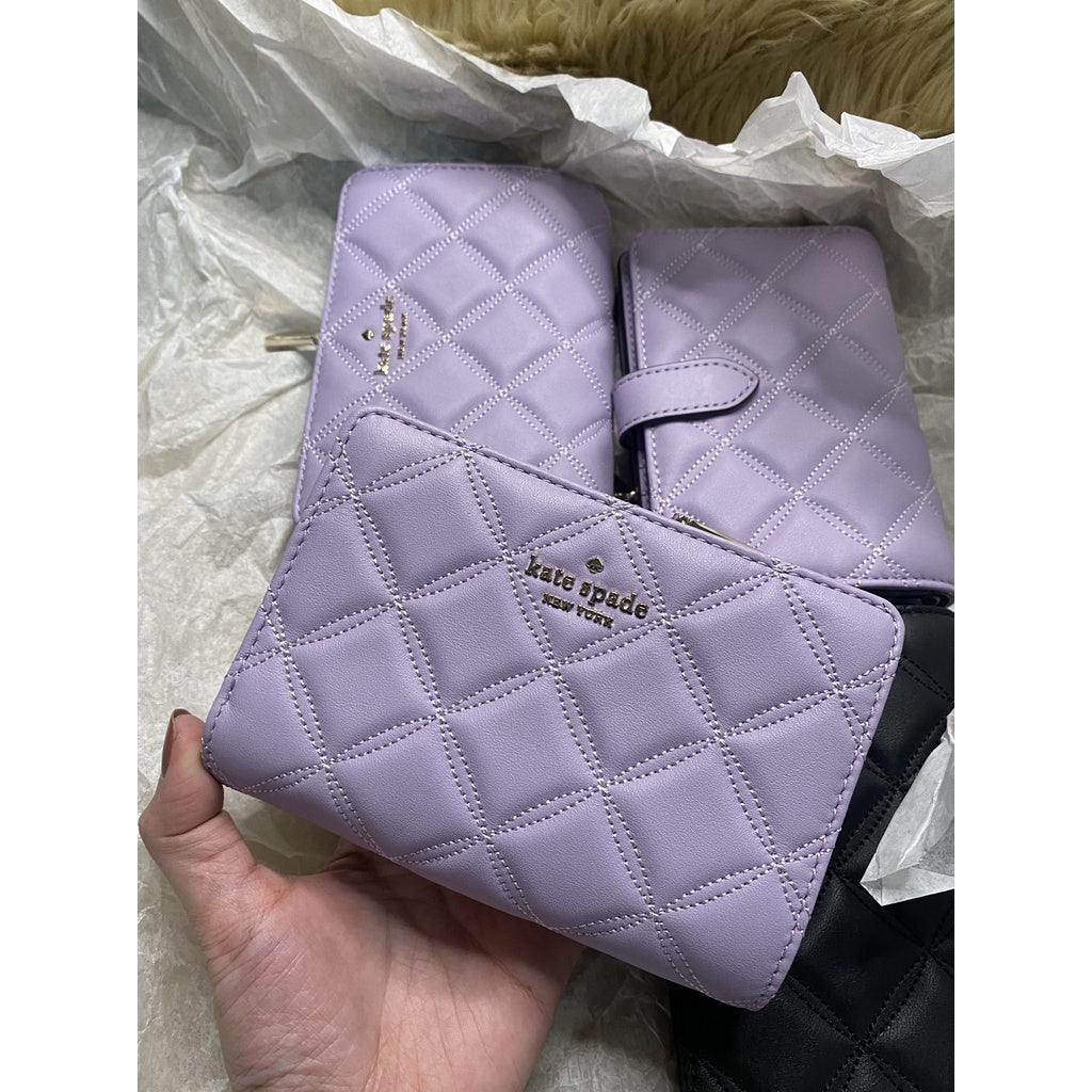 Kate Spade Natalia Medium Compact Bifold Wallet Lilac newest Frost KSNY