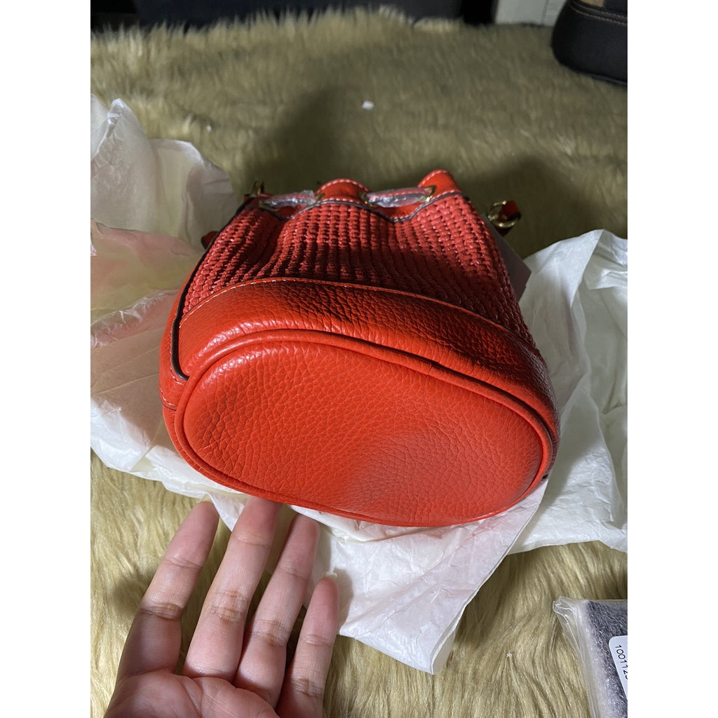 SALE! ❤️ AUTHENTIC/ORIGINAL COACH Mini Dempsey Bucket Bag With Coach Patch in MIAMI RED MULTI