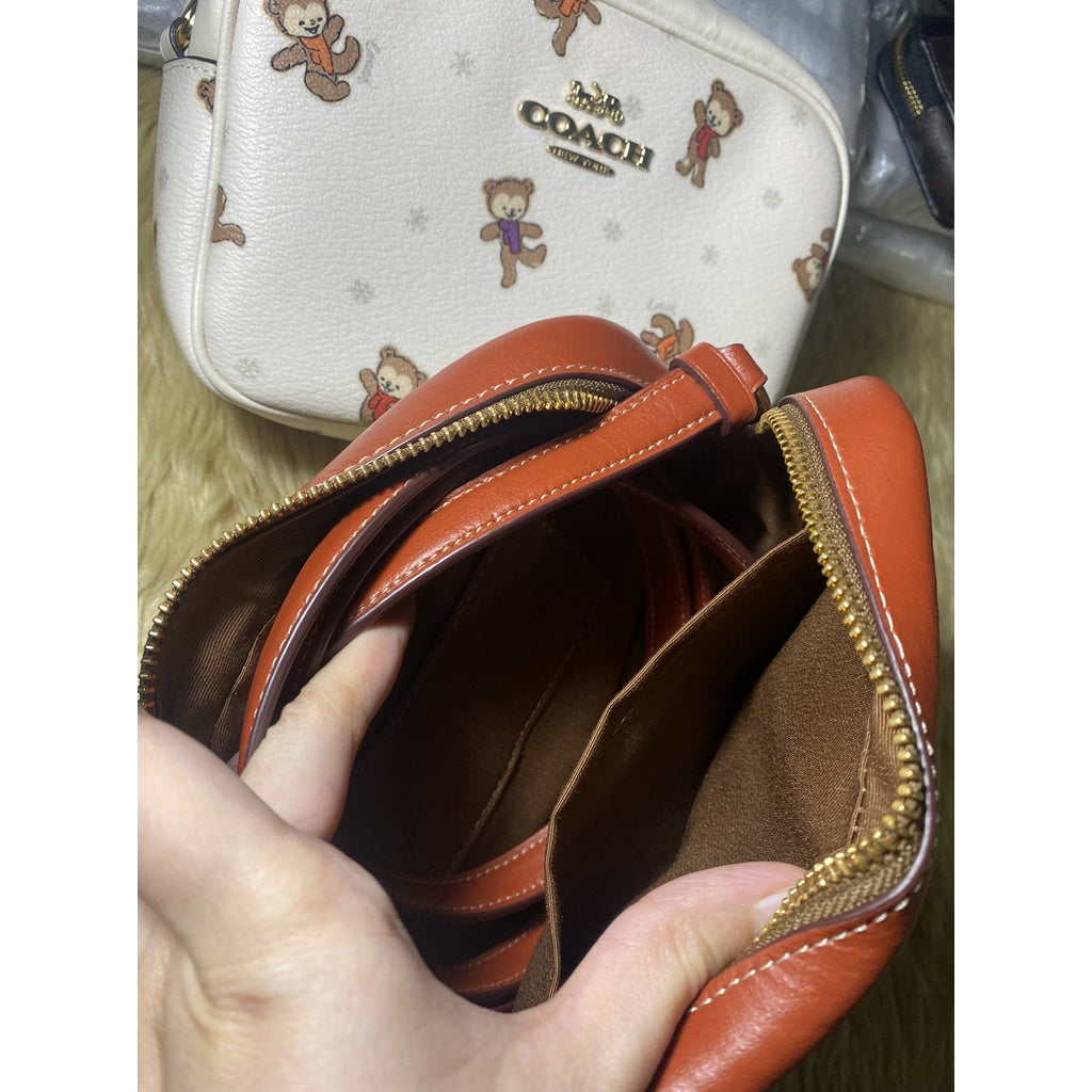 AUTHENTIC/ORIGINAL Coach X Peanuts Mini Jamie Camera Bag In Signature Canvas With Snoopy Woodstock P