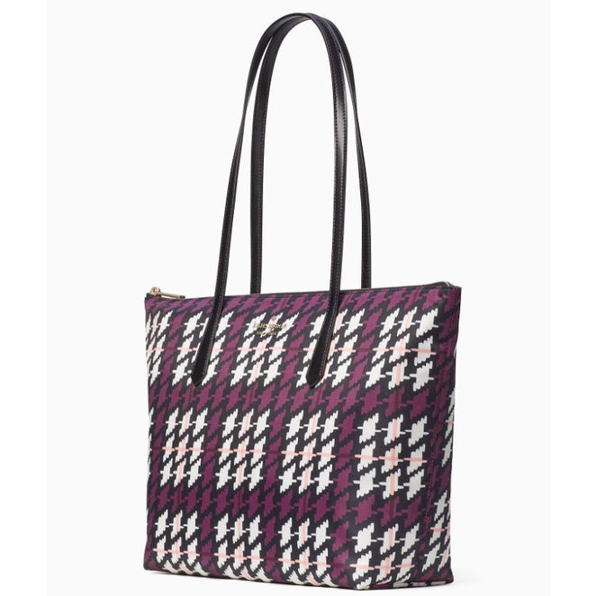 AUTHENTIC/ORIGINAL KateSpde KS Kitt Large Nylon Tote Bag in Multi Purple