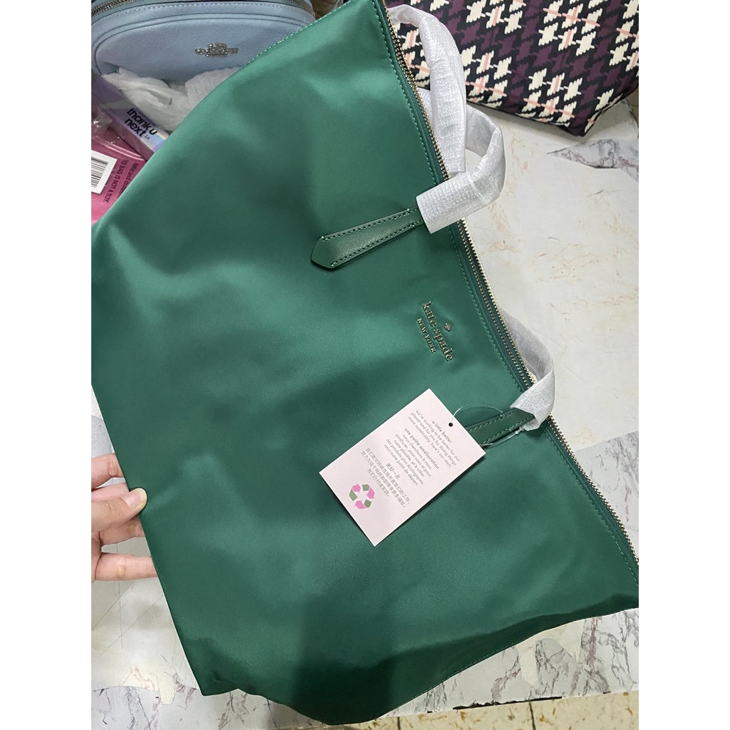 AUTHENTIC/ORIGINAL KateSpde KS Kitt Large Nylon Tote Bag in Deep Jade/Green