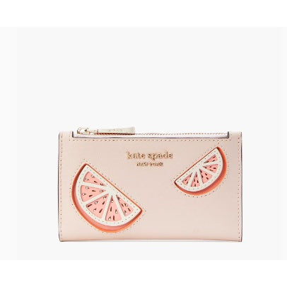 AUTHENTIC/ORIGINAL KateSpade KS Retail Tini Embellished Small Slim Bifold Wallet Watermelon Pink